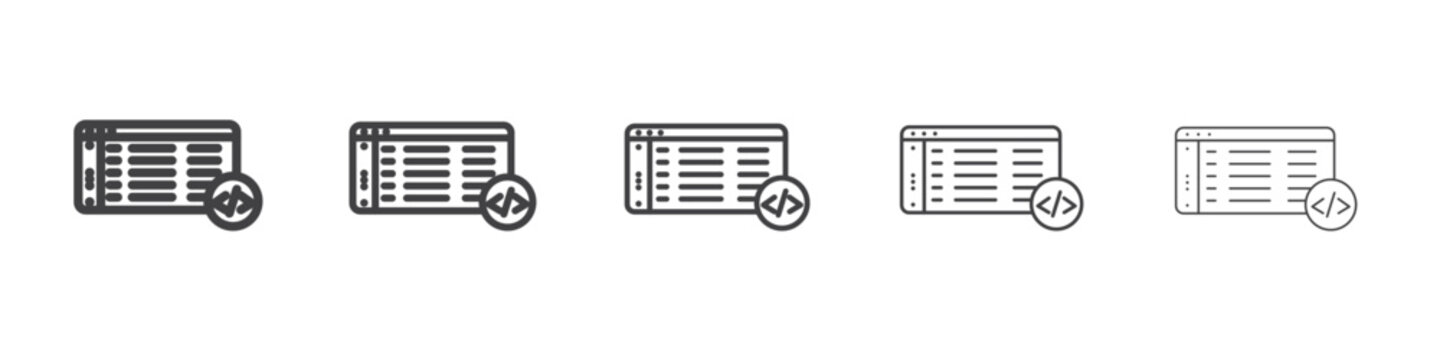coding program icon Line graphics illustration symbol