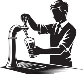 Bartender Pouring Beer from Tap