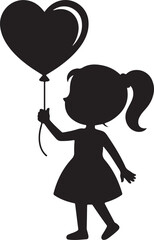 Girl Holding Heart Shape Balloon or Card vector illustration