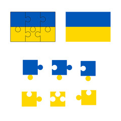 Ukraine flag  jigsaw puzzle background, 2x3 puzzle template, isolated on white, vector illustration.