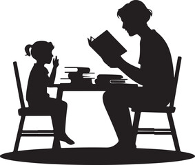 Homeschooling Silhouette Scene silhouette