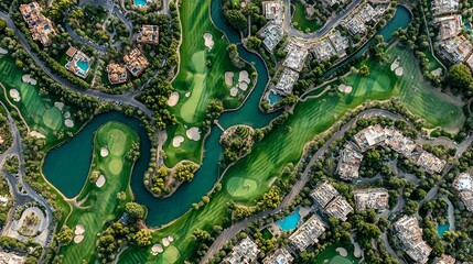 Lush golf course meanders through residential community