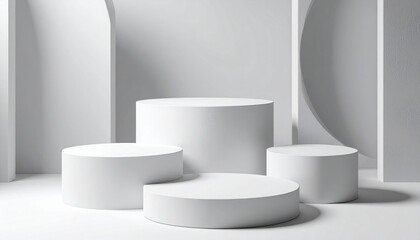 White Cylindrical Podium Display on Minimalist Background