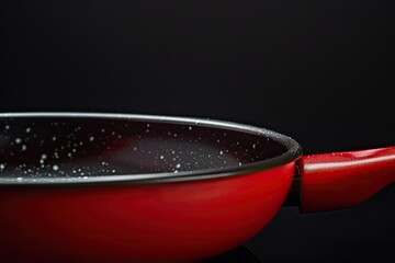 ultra HD image of the bottom of a red non stick frying pan on an isolated background