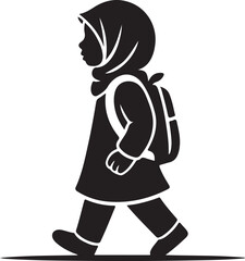 Muslim Girls with Hijab Going to School