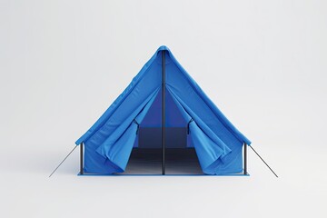 High Quality Image of 3D Rendering of a Blue Tent on White Background