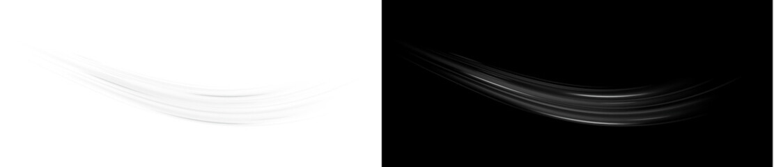 Transport streak with neon beam, white light trail and motion blur on dark road, modern automobile illustration with dynamic png effects for night city traffic and futuristic design.

