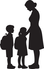 Single Mother Dropping Kids at School