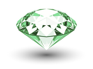 Faceted emerald on a white background. Vector illustration