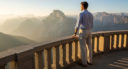 Man Looking at Half Dome in Yosemite National Park