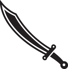 Black curved pirate sword icon cutlass weapon