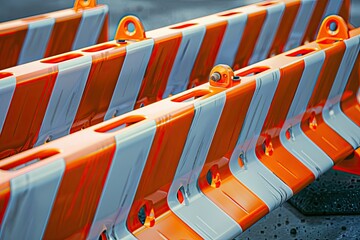 Ultra Quality Image of a Set of Orange and White Striped Barricades