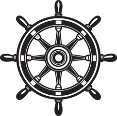 Black ship helm with eight spokes steering wheel nautical