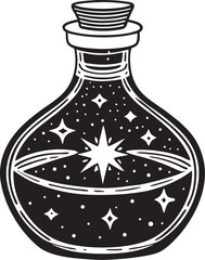 Celestial potion bottle with sparkling stars magic