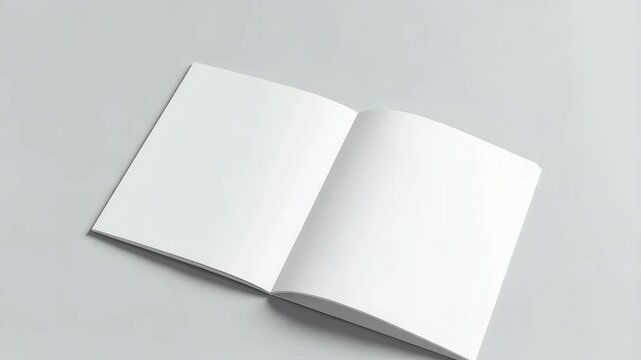 Open blank magazine on light gray surface, ideal for showcasing custom design work and advertisements, clean studio shot, light theme. - Powered by Adobe
