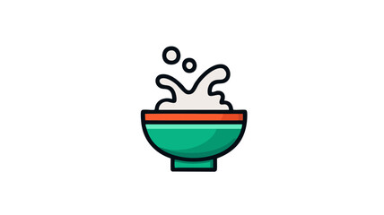 Bowl of cereal breakfast food illustration vector graphic design for kids menu and recipe book icon art
