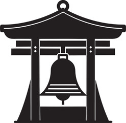 Japanese temple bell icon traditional cultural