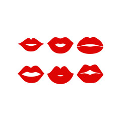 Woman's lip gestures set icon flat vector design.