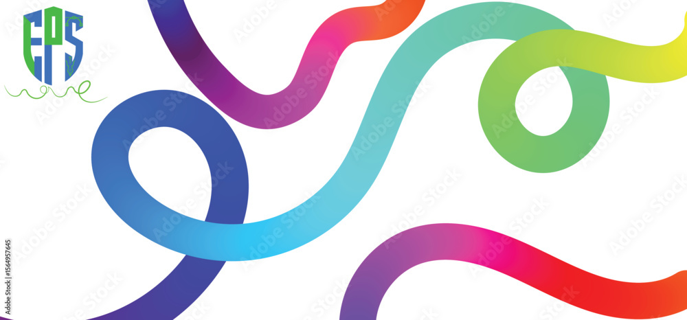 Fototapete abstract background with gradient color wave pattern. 3d wavy rainbow lines. vector geometric design