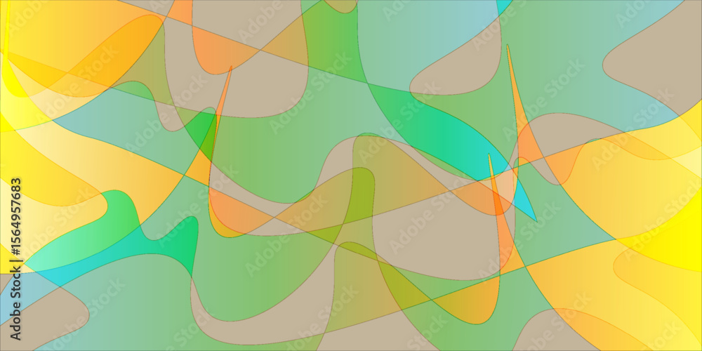Poster shapes and gradient tones in yellow, orange, green, and turquoise. modern artistic design ideal for 