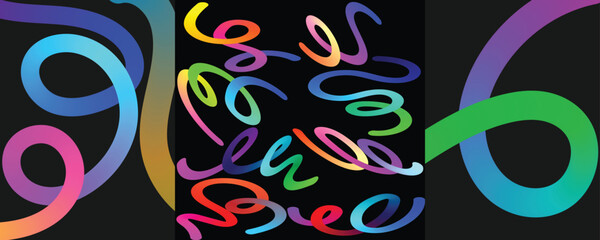 .Collection of Minimalist Wavy Bold Lines Poster Backgrounds. Modern Abstract Art Design Template Set.EpS10
