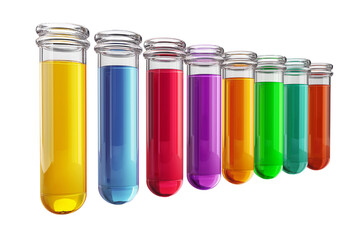 Colorful liquids inside test tubes  isolated on white background