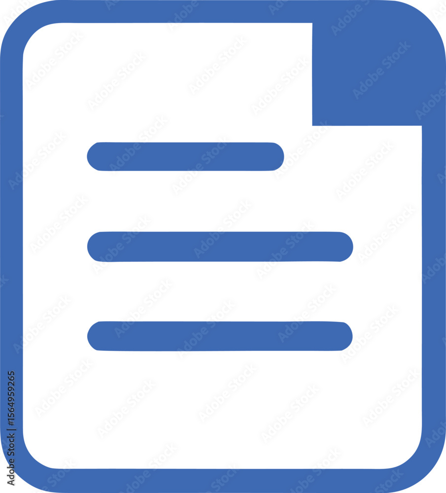 Poster vector art of a simple blue document icon, ideal for representing files or data, is isolated on whit