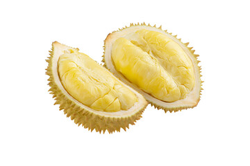 delicious durian fruit cut open  isolated on white background