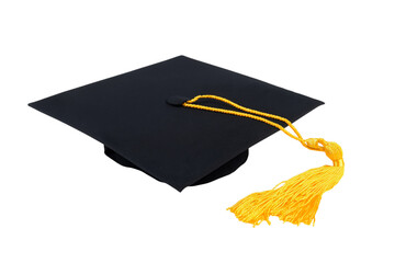  graduation cap with yellow tassel  isolated on white background