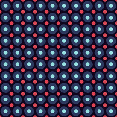 Colorful circle pattern big round shapes small dots motif seamless classic geometric background. Modern fashion stylish fabric design textile swatch easy to recolor all over print block.