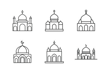mosque draft icon line art vector illustration