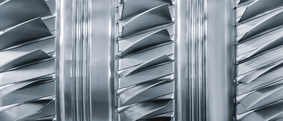 Large metal turbine on table of industrial metalworking programmable CNC machine, industrial...