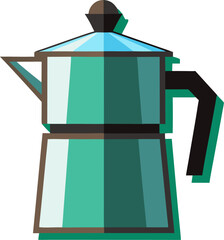 illustration of a green tea pot