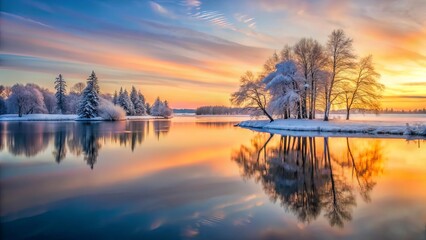 Fototapeta premium sunrise over lake
