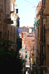 Picturesque Mediterranean street in Dubrovnik, Croatia.