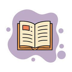 Open book with text, illustrated pages, and a simple, colorful design.