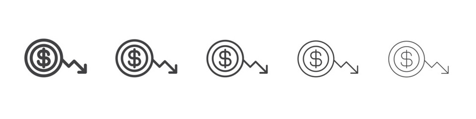 Economic Loss icon Line graphics illustration symbol