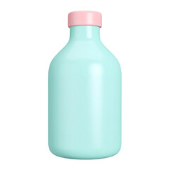 A digitally rendered, light blue bottle with a pink cap, isolated on white.