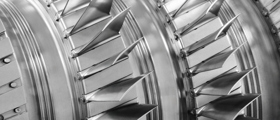 Large metal turbine on table of industrial metalworking programmable CNC machine, industrial...