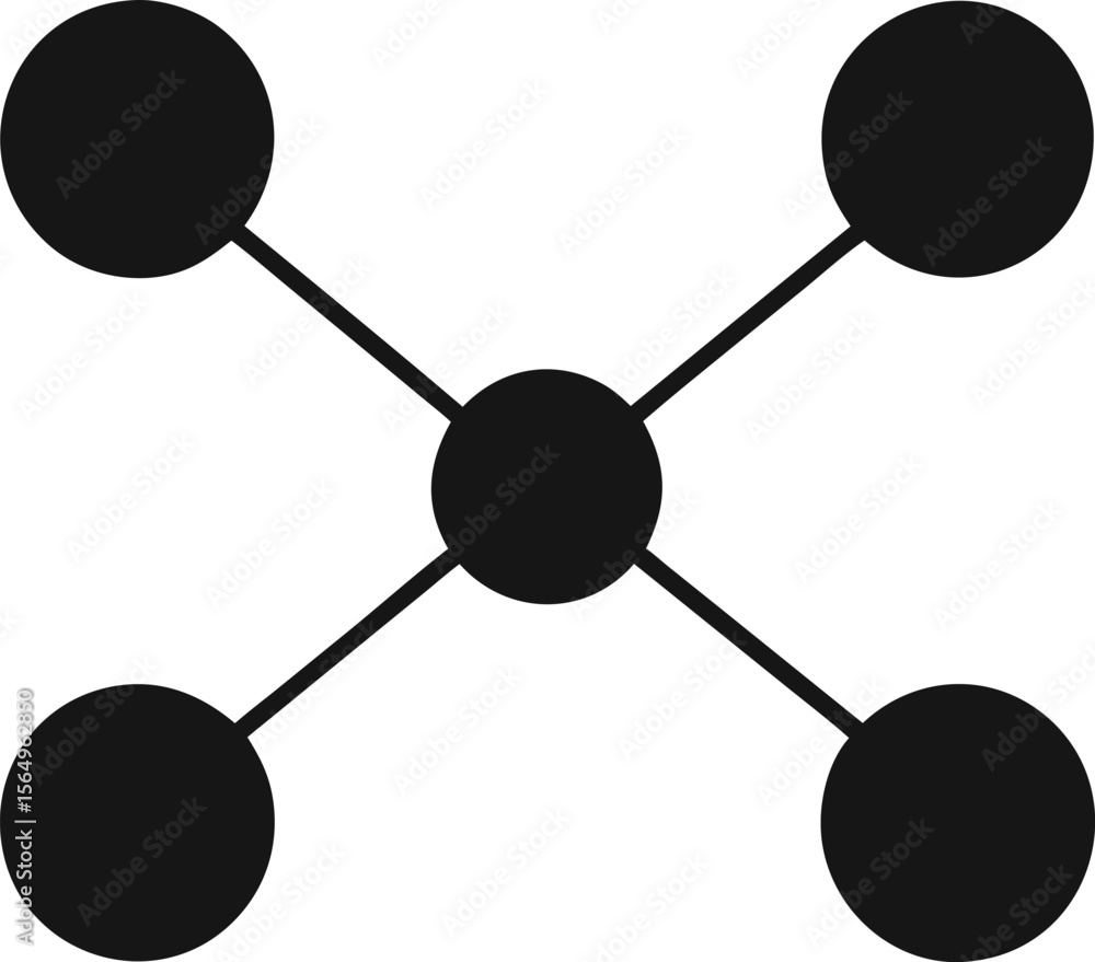 Poster vector art of a simple network diagram showing connections between five nodes