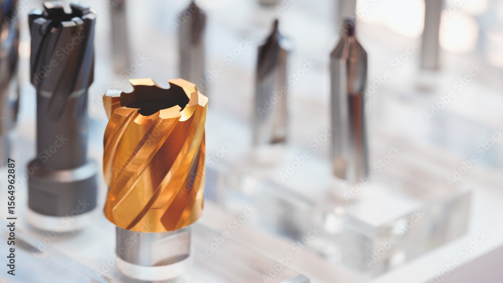 Aufkleber various types of drill bitsmilling cutter . display is organized and bits are arranged in a way that makes it easy to see the differences between them