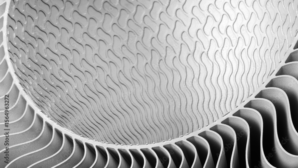 Aufkleber metal piece with a pattern created by a 3D printer. lines are arranged in a spiral pattern, creating a sense of movement and energy Adaptive technologies concept