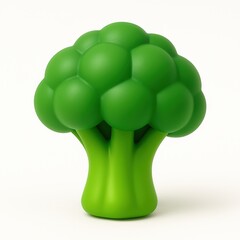 3D toy broccoli isolated on white background — a playful and vibrant visual ideal for food education, children’s products, eco branding, and themed campaigns like World Food Day and Earth Day