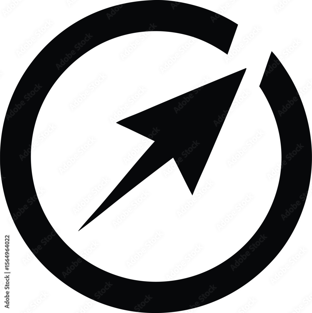 Poster vector art of a white arrow cursor inside a circle on a black background