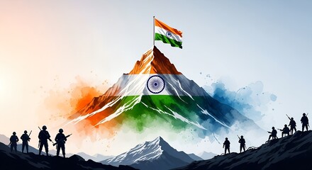 Kargil Vijay Diwas – 26th July: A Patriotic Digital Art Tribute to Indian Soldiers and Their Bravery in Snowy Mountains, Where the Tricolor Rose in Glory and the Nation Stood in Unity and Pride"