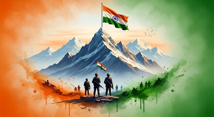 Kargil Vijay Diwas – 26th July: A Patriotic Digital Art Tribute to Indian Soldiers and Their Bravery in Snowy Mountains, Where the Tricolor Rose in Glory and the Nation Stood in Unity and Pride"