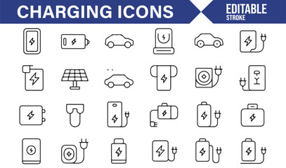 Charging and Power Source Icons for Sustainable Energy Projects
