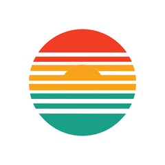 Fototapeta premium Retro Vintage Sunset on Contrast Sea Stripe Scene