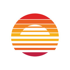 Retro Vintage Sunset on Dynamic Wave Motion Stripes