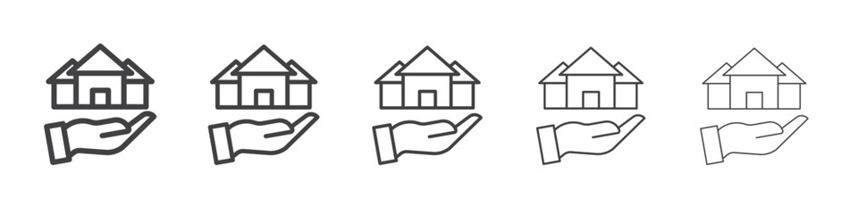 hands home deal icon Line graphics illustration symbol